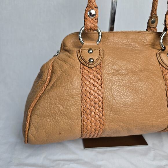 Elliott Lucca Satchel Hobo Tassel Bag Soft Tan Leather Weaved Handles & Trim - Picture 10 of 15